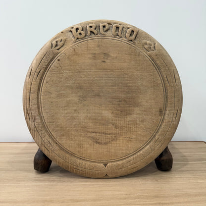 Vintage Carved Wooden “BREAD” Breadboard with Leaf Motif