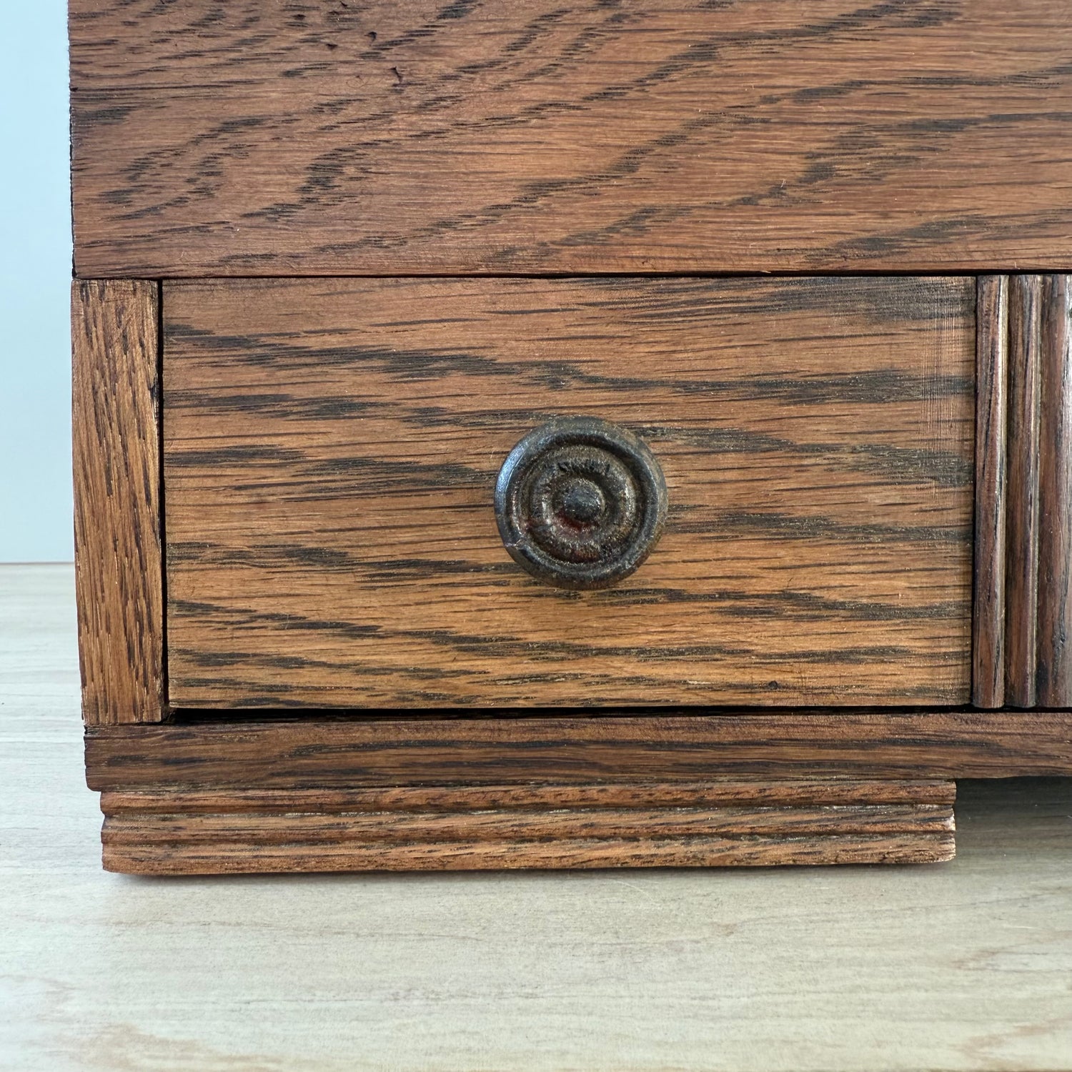 Liberty &amp; Co Oak Sewing Box with Drawers Arts &amp; Crafts Antique