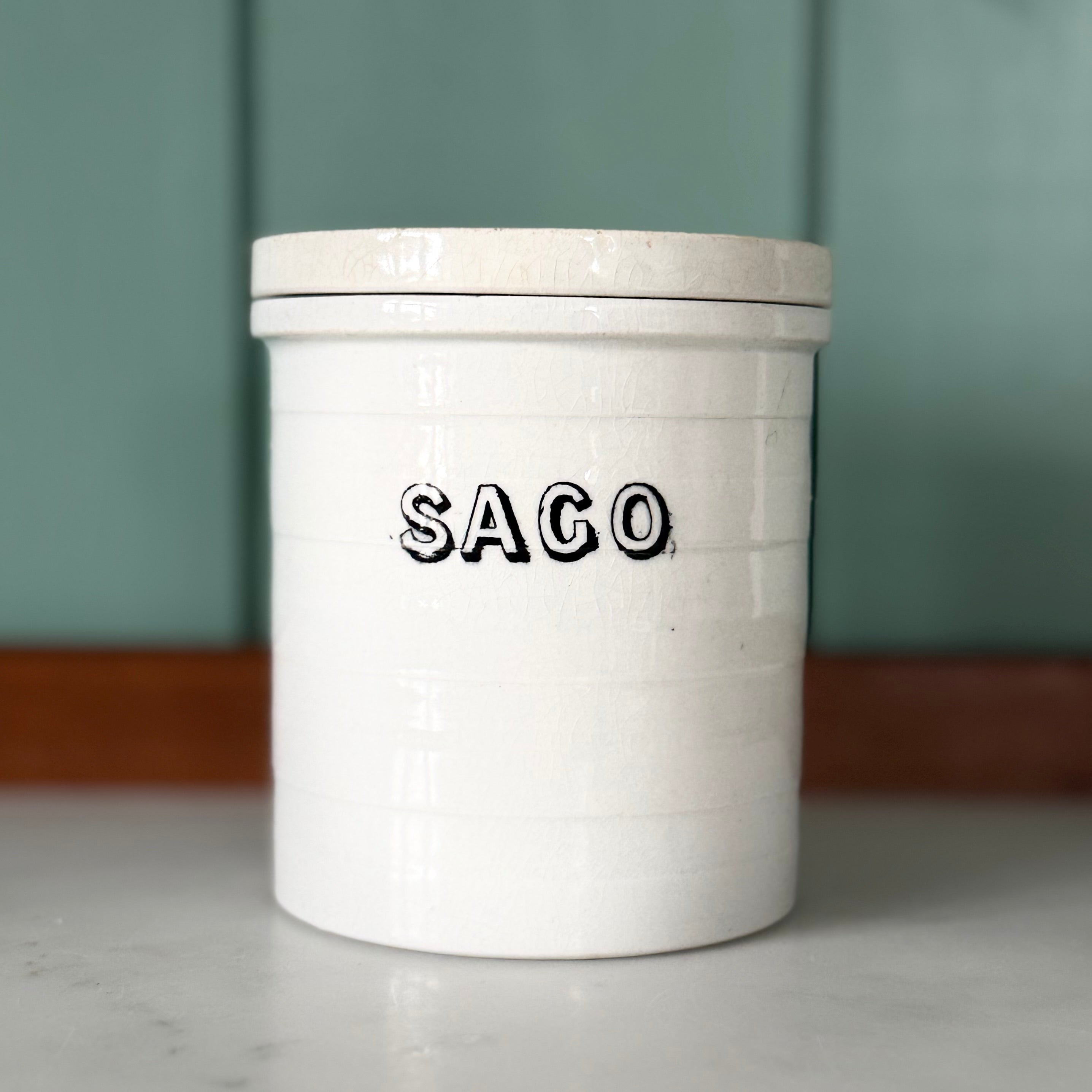 Antique White Ironstone Sago Storage Jar With Lid Kitchenalia
