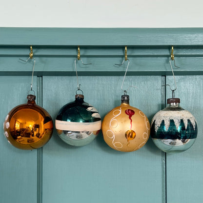 Boxed Set of 12 Vintage Glass Christmas Baubles