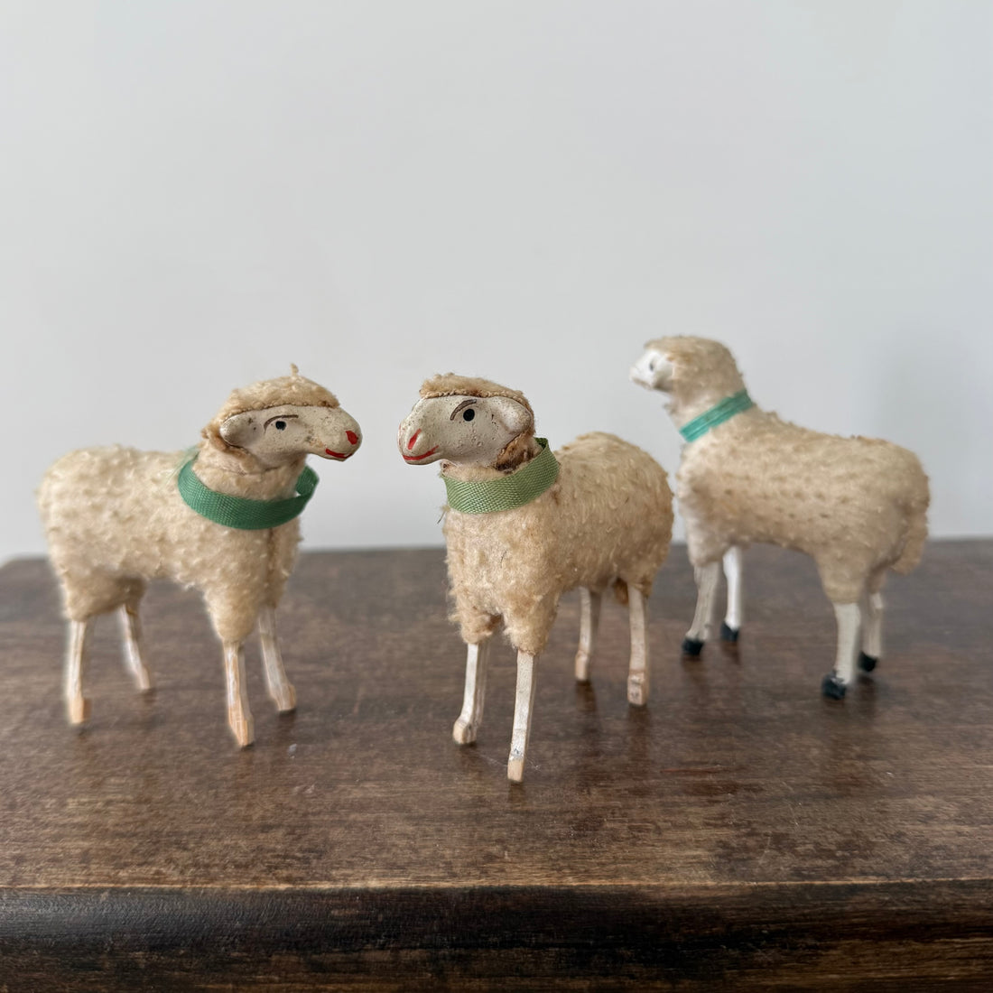 Antique German Putz Sheep Set Erzgebirge Nativity Figures c1920