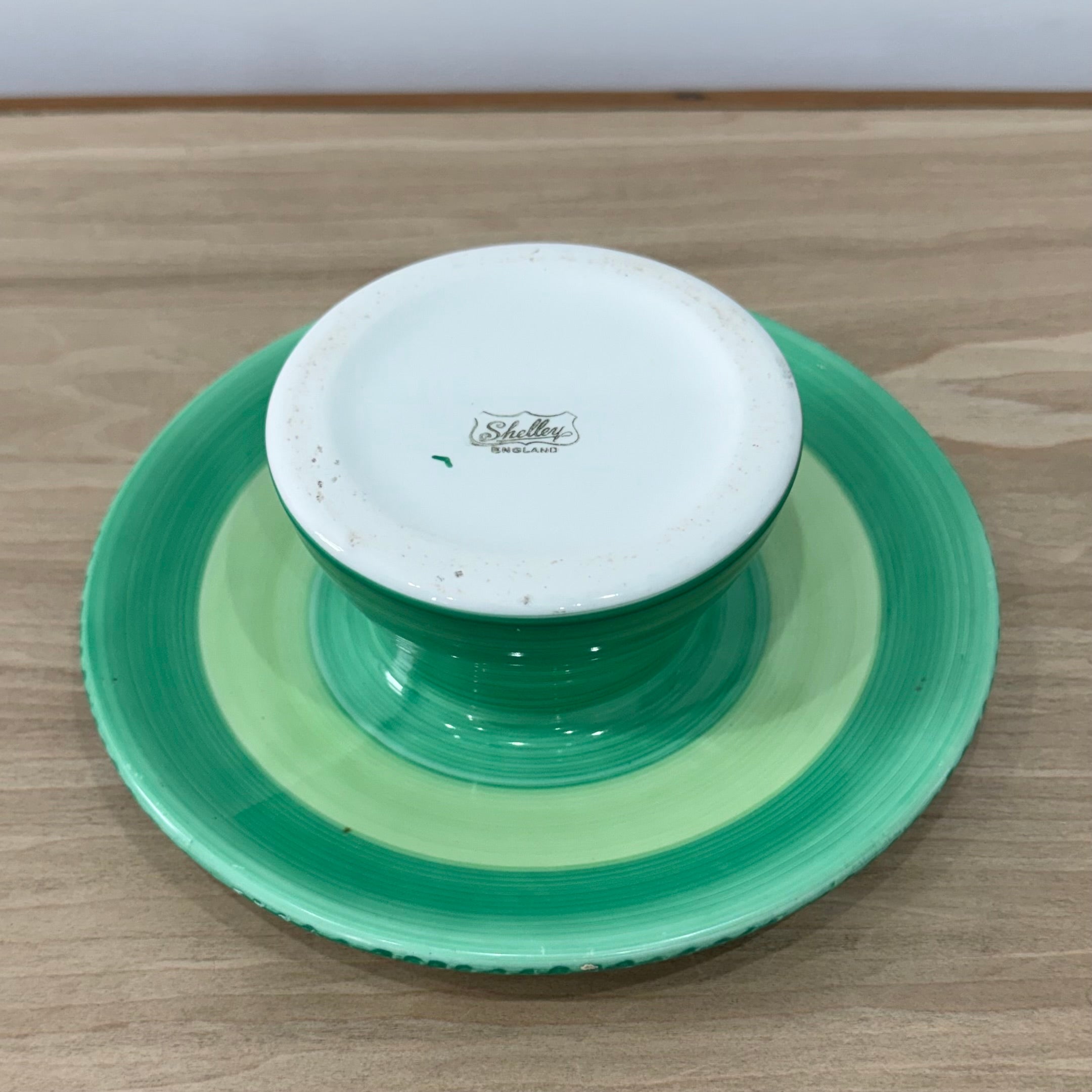 Shelley Harmony Green Dripware Footed Bowl Art Deco 1930s