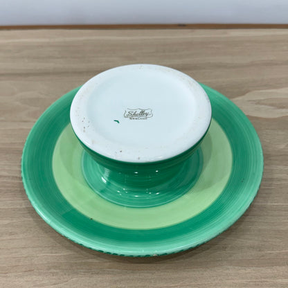 Shelley Harmony Green Dripware Footed Bowl Art Deco 1930s
