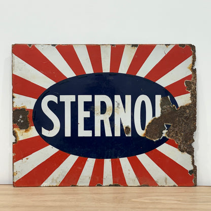 Original Sternol sunburst enamel advertising sign