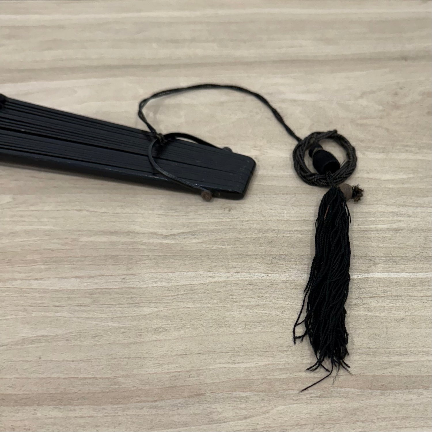 Antique Hand Painted Lace Fan with Butterflies Edwardian Black Mourning Style