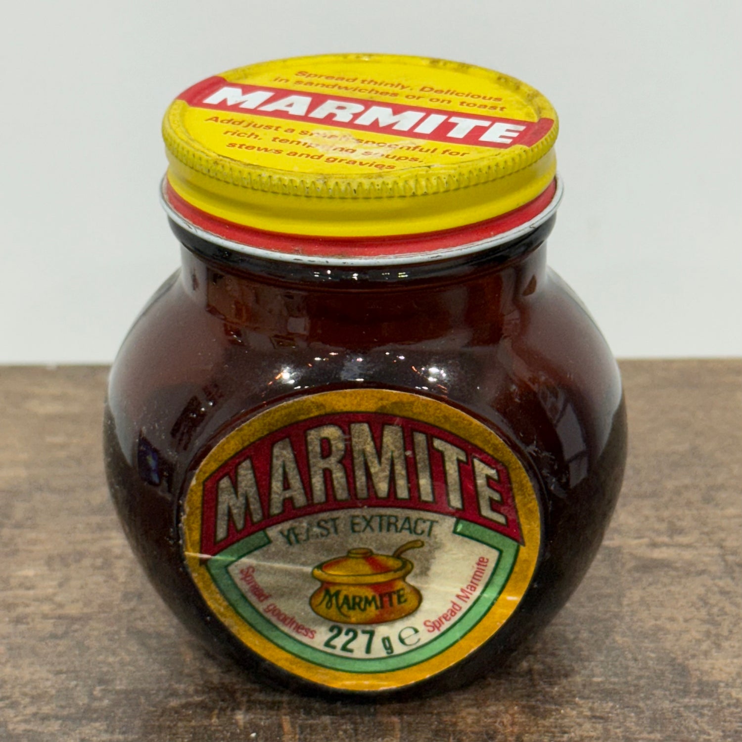 Vintage Marmite Glass Jar with Original Label &amp; Lid – 227g