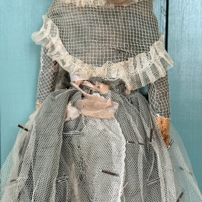 Antique Victorian Wax Over Shoulder Head Doll in Original Style Costume c.1870