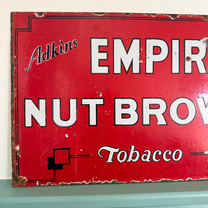 Adkins Nut Brown Tobacco Double-Sided Enamel Advertising Sign