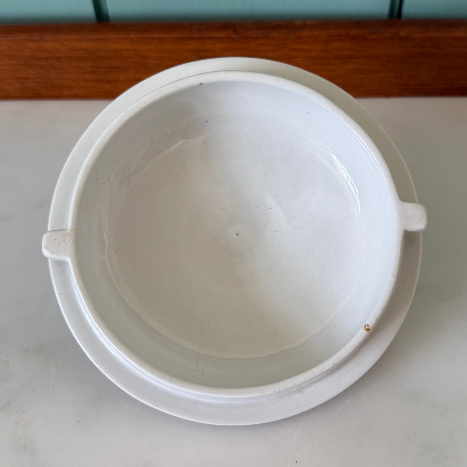Antique Edwardian White Ironstone HOT WATER Jug Wicker Handle &amp; Lid