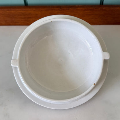 Antique Edwardian White Ironstone HOT WATER Jug Wicker Handle &amp; Lid