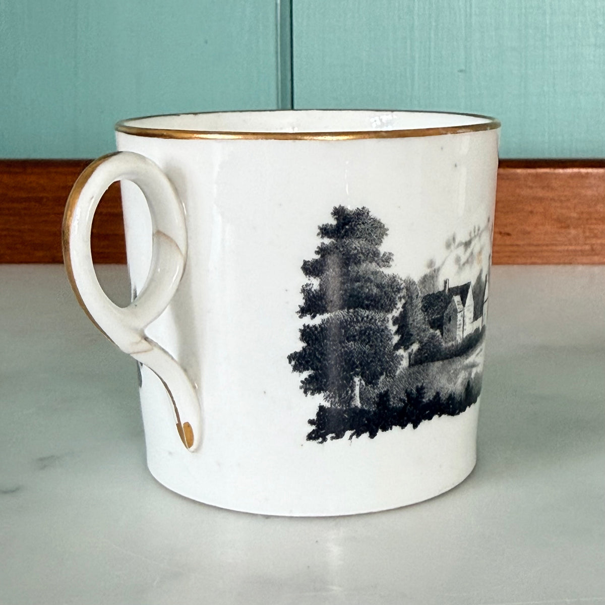 Regency Bat-Printed Landscape Mug – c.1810–1830
