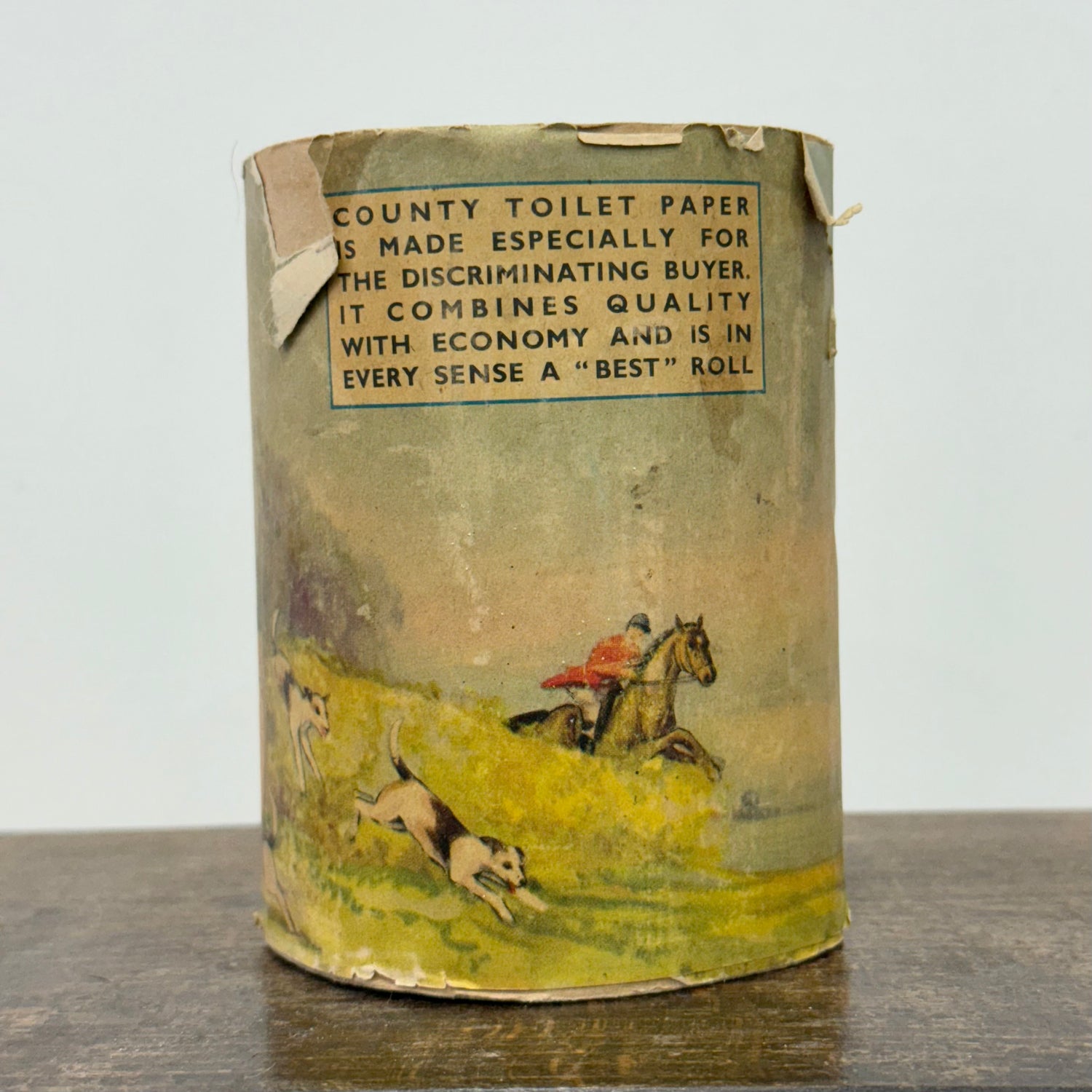 Vintage County Brand Toilet Paper Roll with Hunting Scene Wrapper