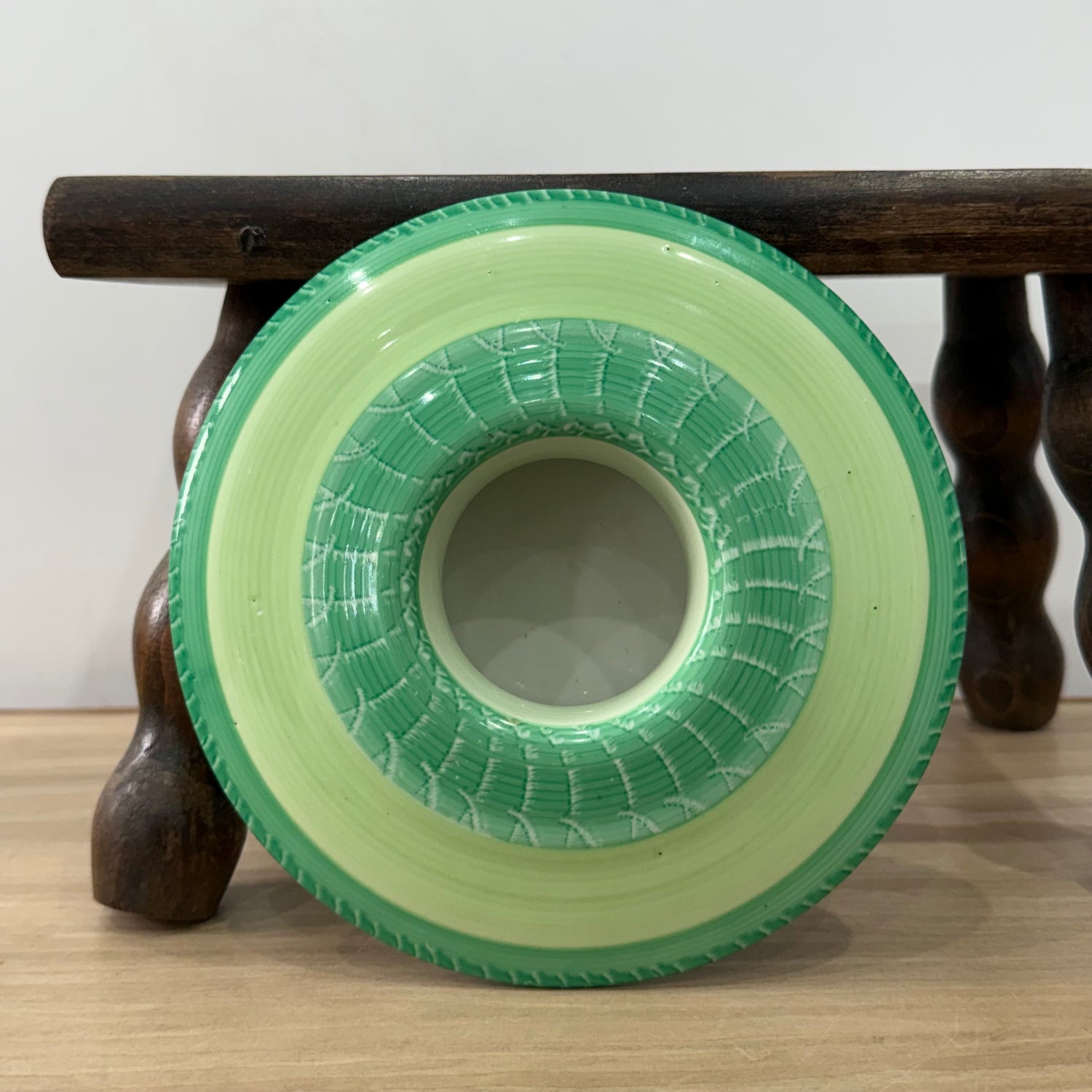 Shelley Harmony Green Dripware Footed Bowl Art Deco 1930s