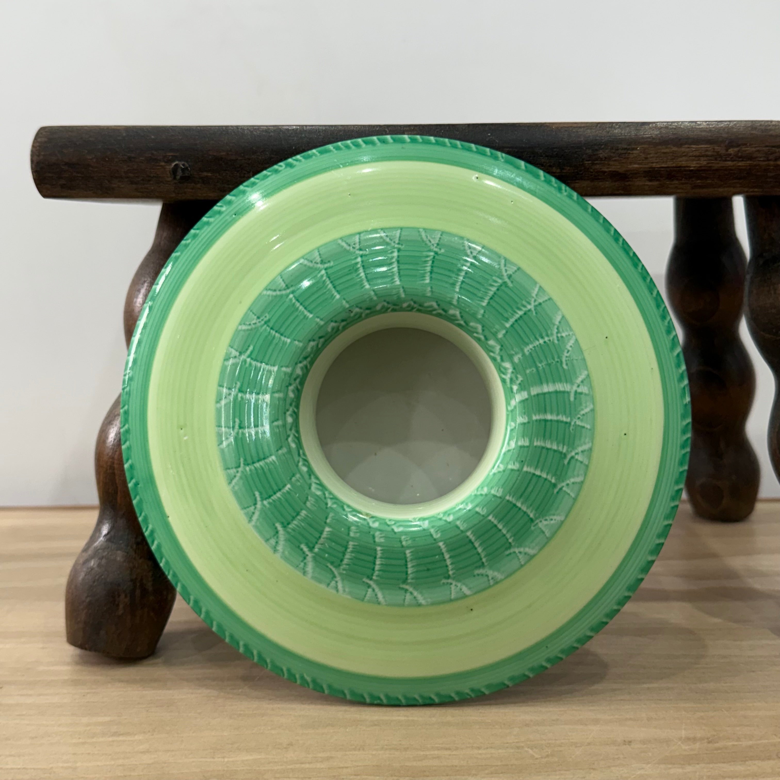 Shelley Harmony Green Dripware Footed Bowl Art Deco 1930s