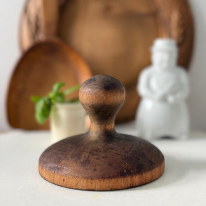 Antique Treen Butter Stamp Leaf Rosette