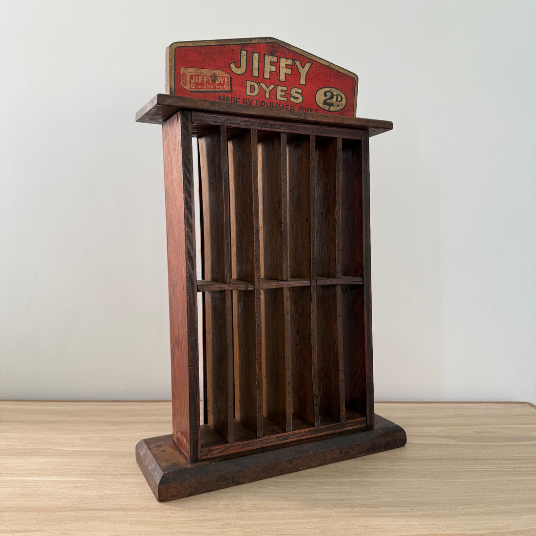 Jiffy Dyes Wooden Shop Display Rack William Edge &amp; Sons Bolton c1920