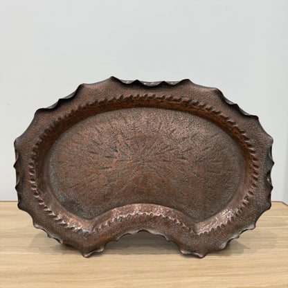 Large Arts &amp; Crafts Hammered Copper Tray by Townsend &amp; Co – Acanthus 55cm