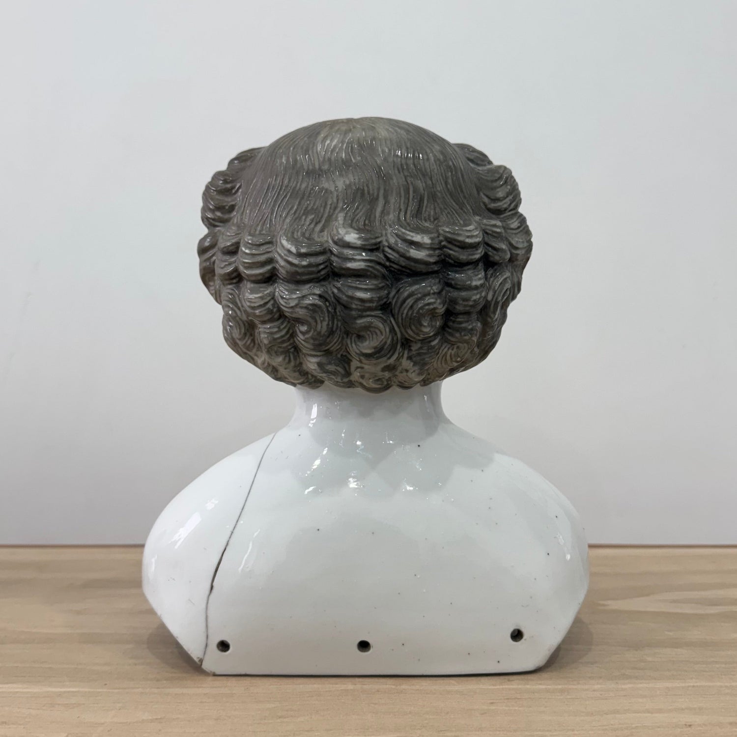 Large Antique Porcelain Doll Shoulder Head Bust 19th Century