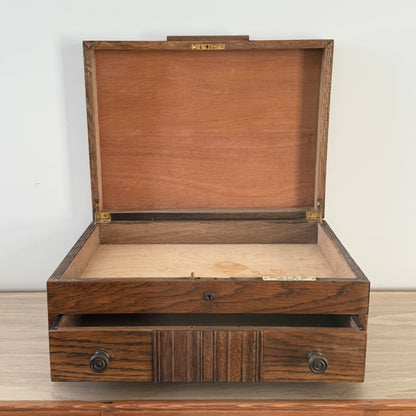 Liberty &amp; Co Oak Sewing Box with Drawers Arts &amp; Crafts Antique