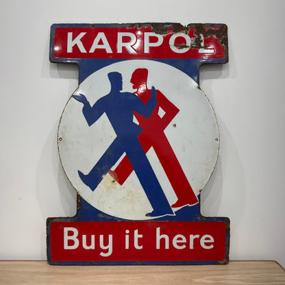 Karpol Car Polish Enamel Advertising Sign Buy It Here c1930