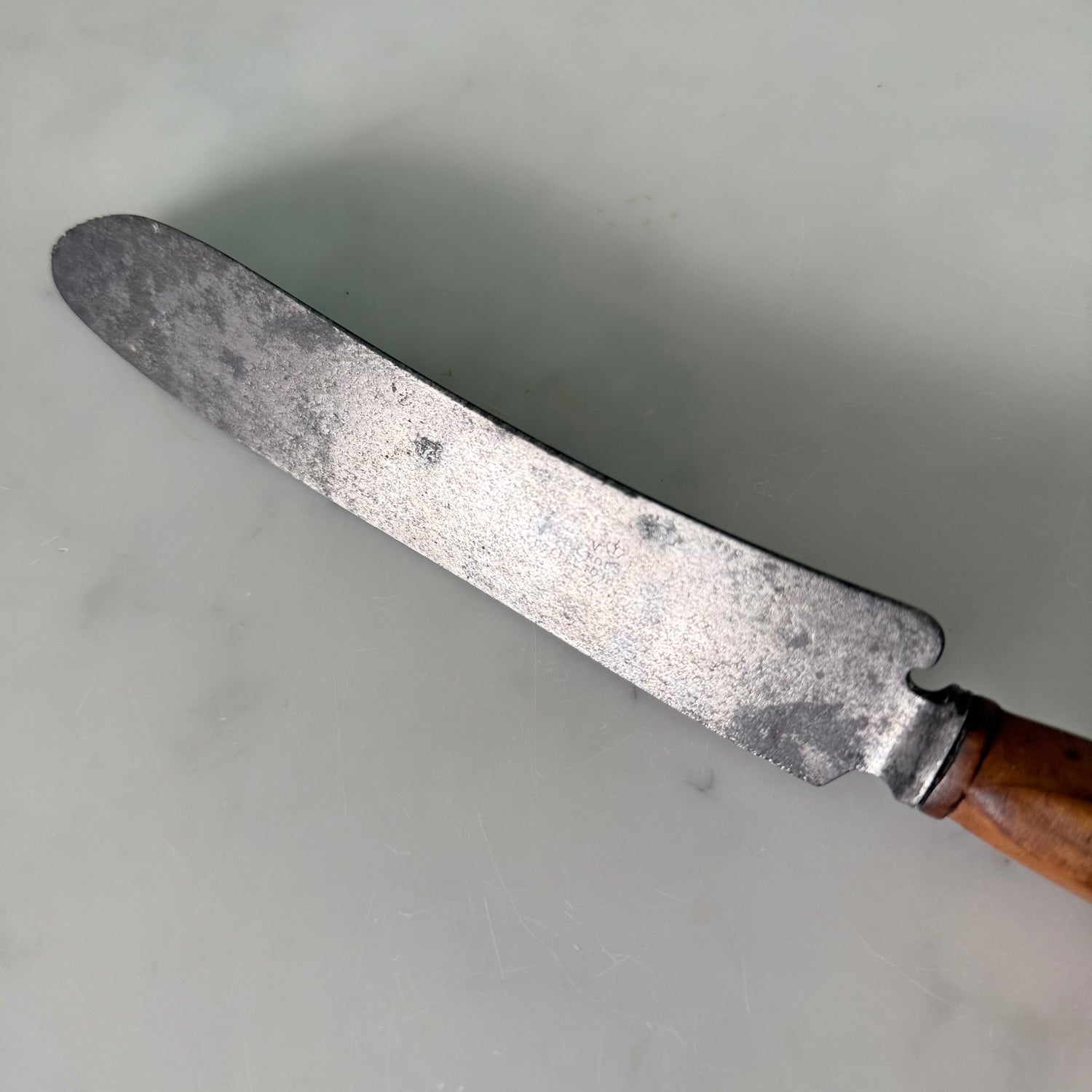 Antique Victorian Carved Treen Handle Bread Knife VR Crown Mark
