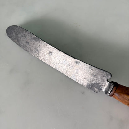 Antique Victorian Carved Treen Handle Bread Knife VR Crown Mark