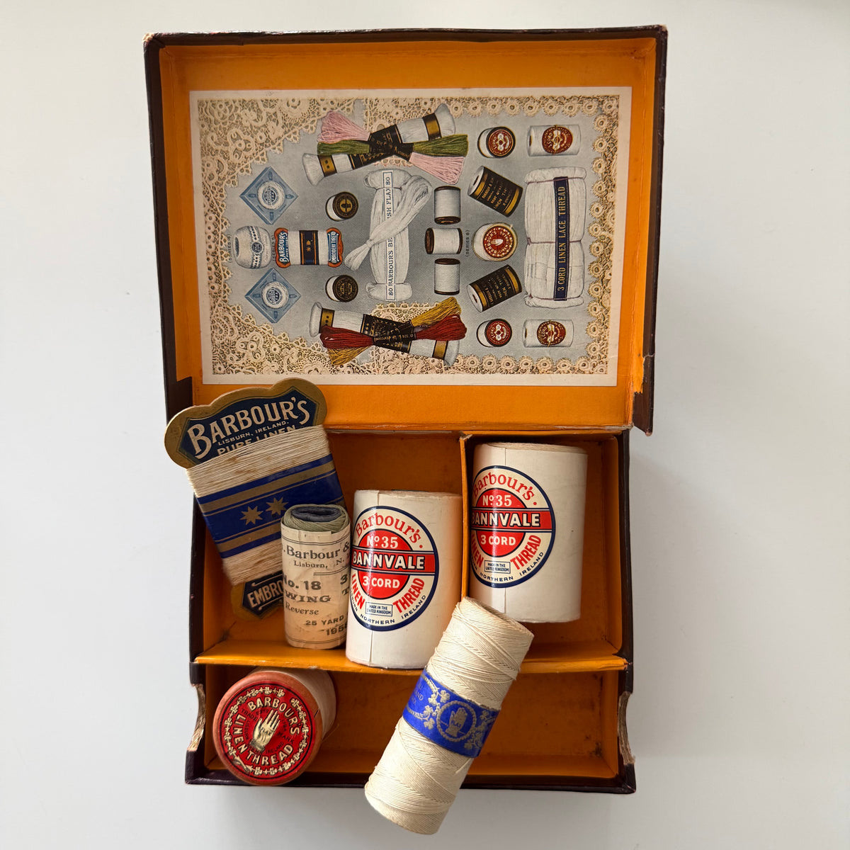 Vintage Barbour’s Ladies’ Box Linen Thread Sewing Set Haberdashery 1950s