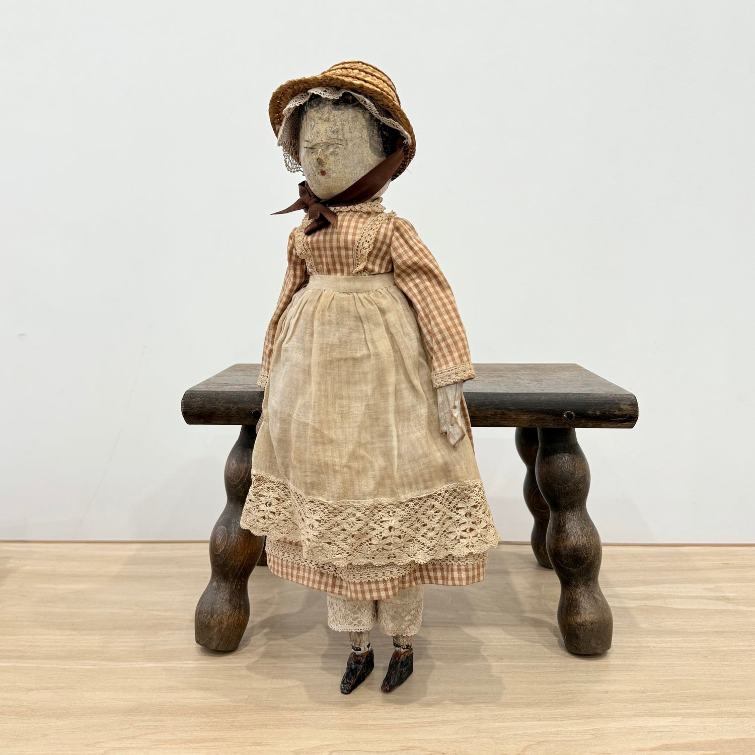 Victorian Peg Doll Folk Art Wooden Doll c1900