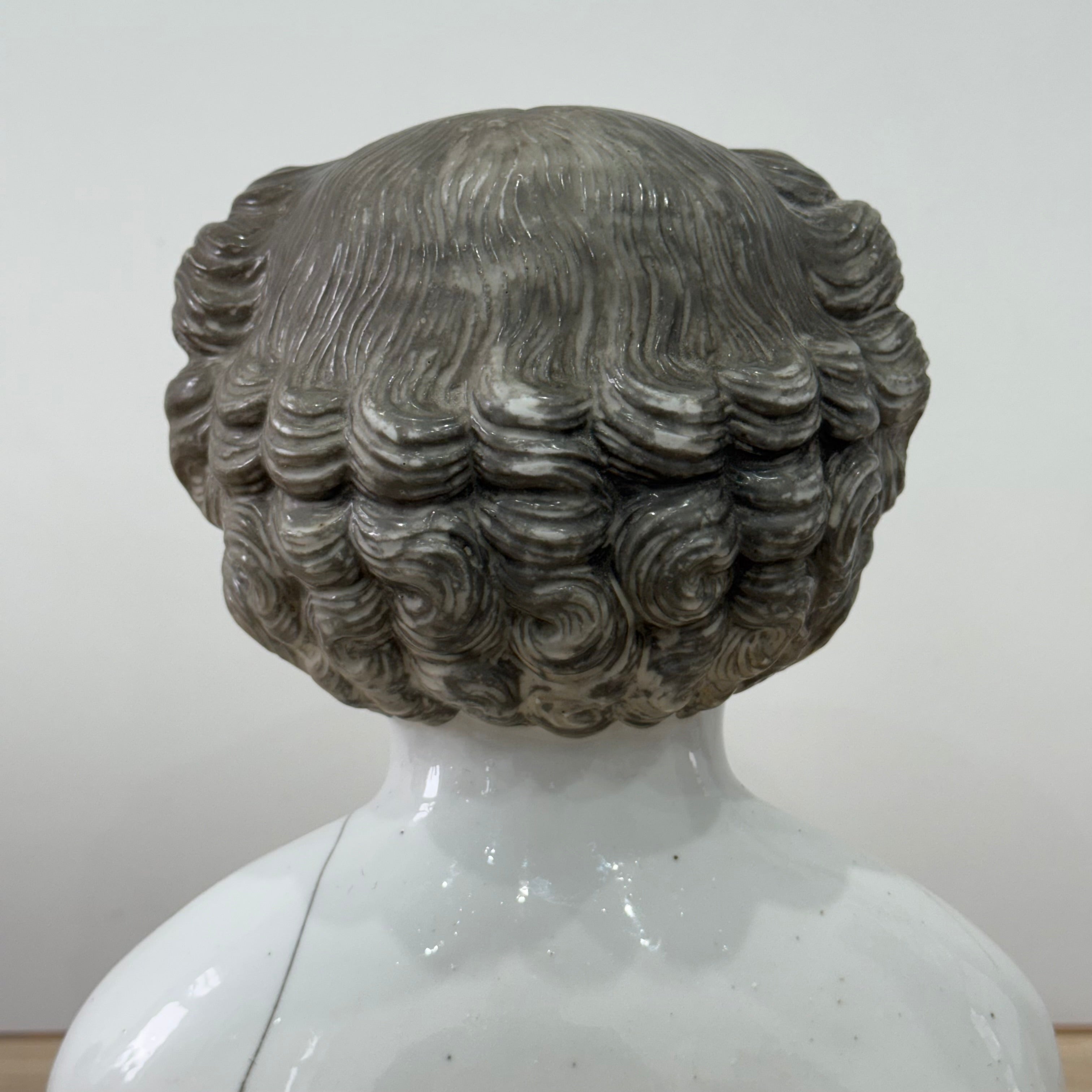 Large Antique Porcelain Doll Shoulder Head Bust 19th Century