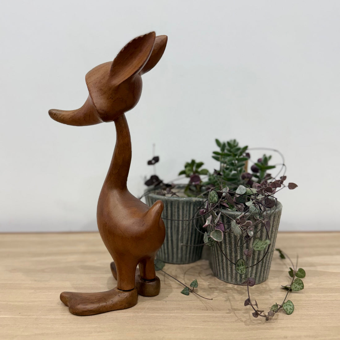 Vintage Wooden Fox Figure Mid Century Scandinavian Style 24cm