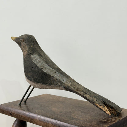 Vintage Folk Art Wooden Bird Sculpture Primitive Carved Bird Figure