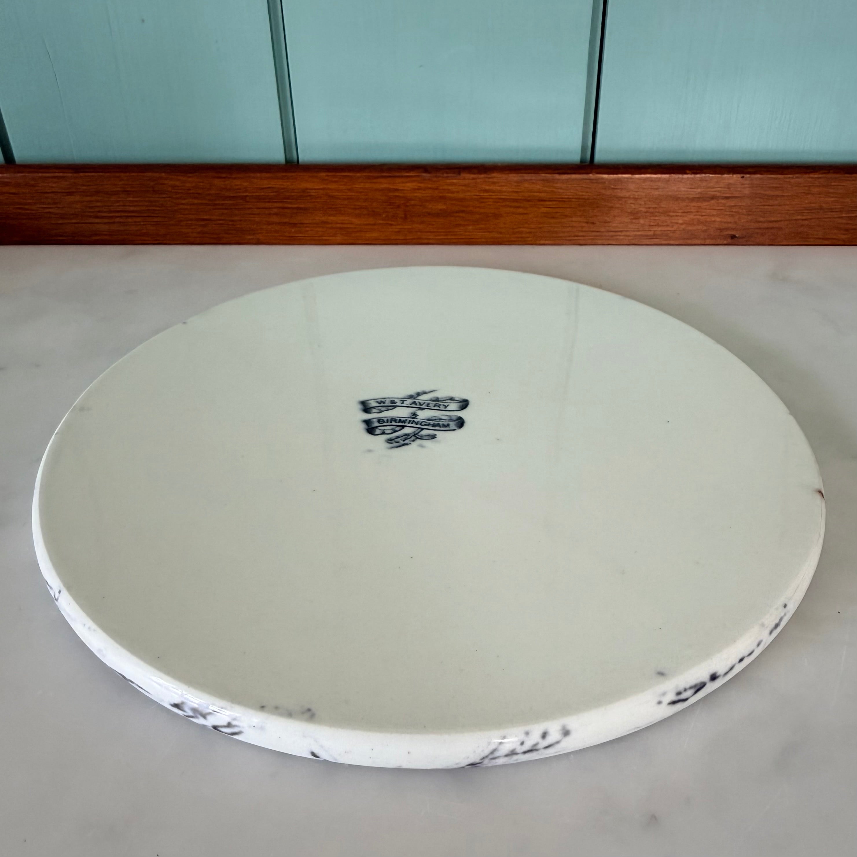 Antique W. &amp; T. Avery Birmingham Faux Marble Ceramic Scale Plate c.1900