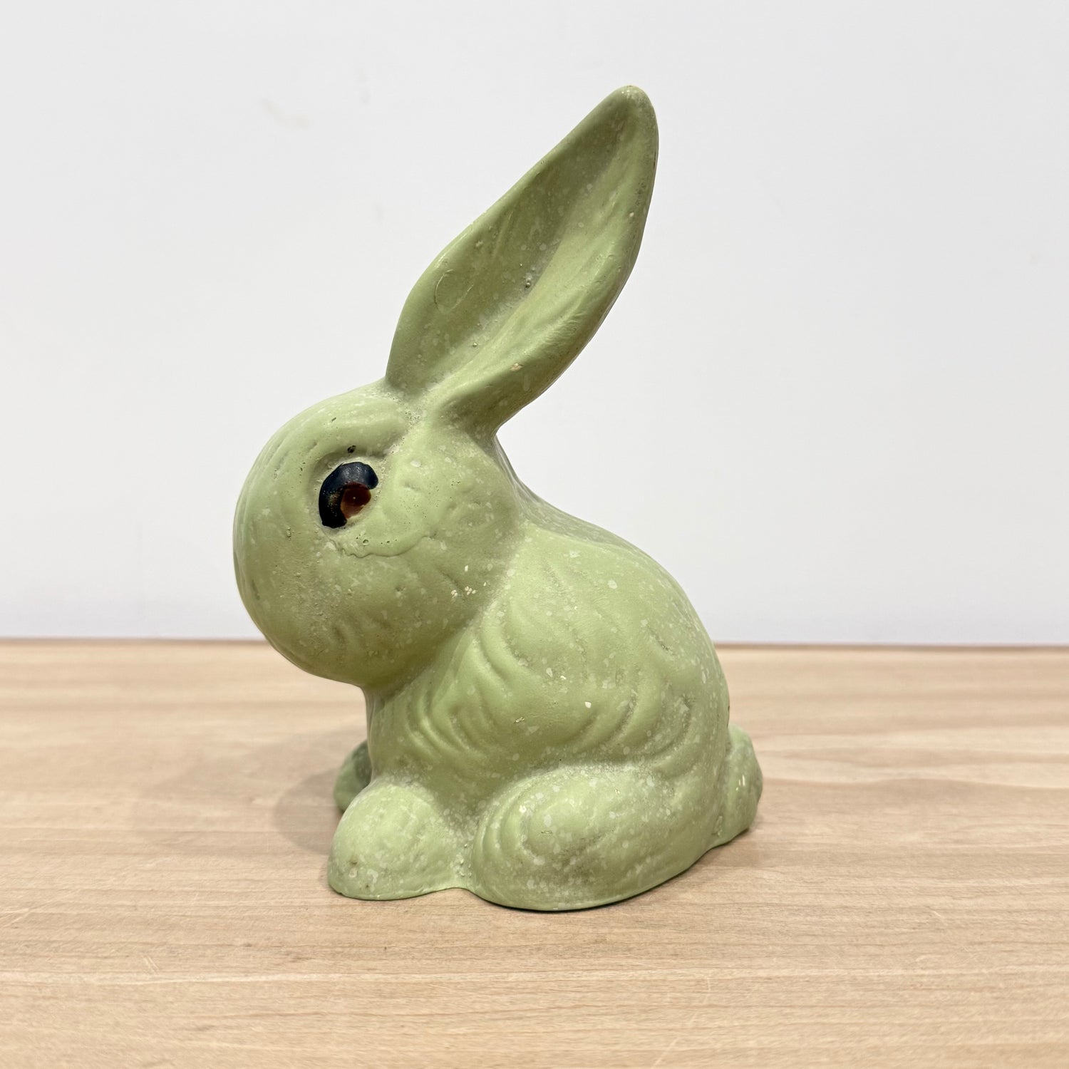 Vintage Green Rabbit Ornament Made in England Matt Pottery Bunny Figure