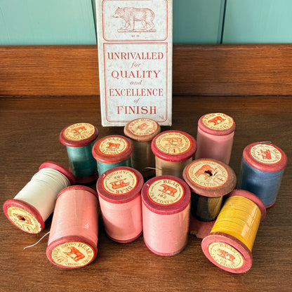 Vintage J&amp;P Coats Bear Extra Strong Machine Thread Boxed Reels