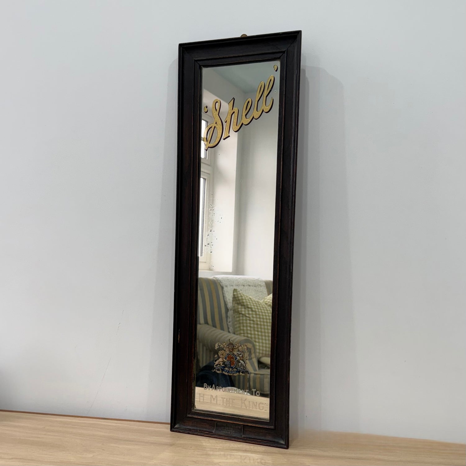 Vintage Shell Petrol Advertising Mirror Royal Warrant British Petroleum BP 1930s