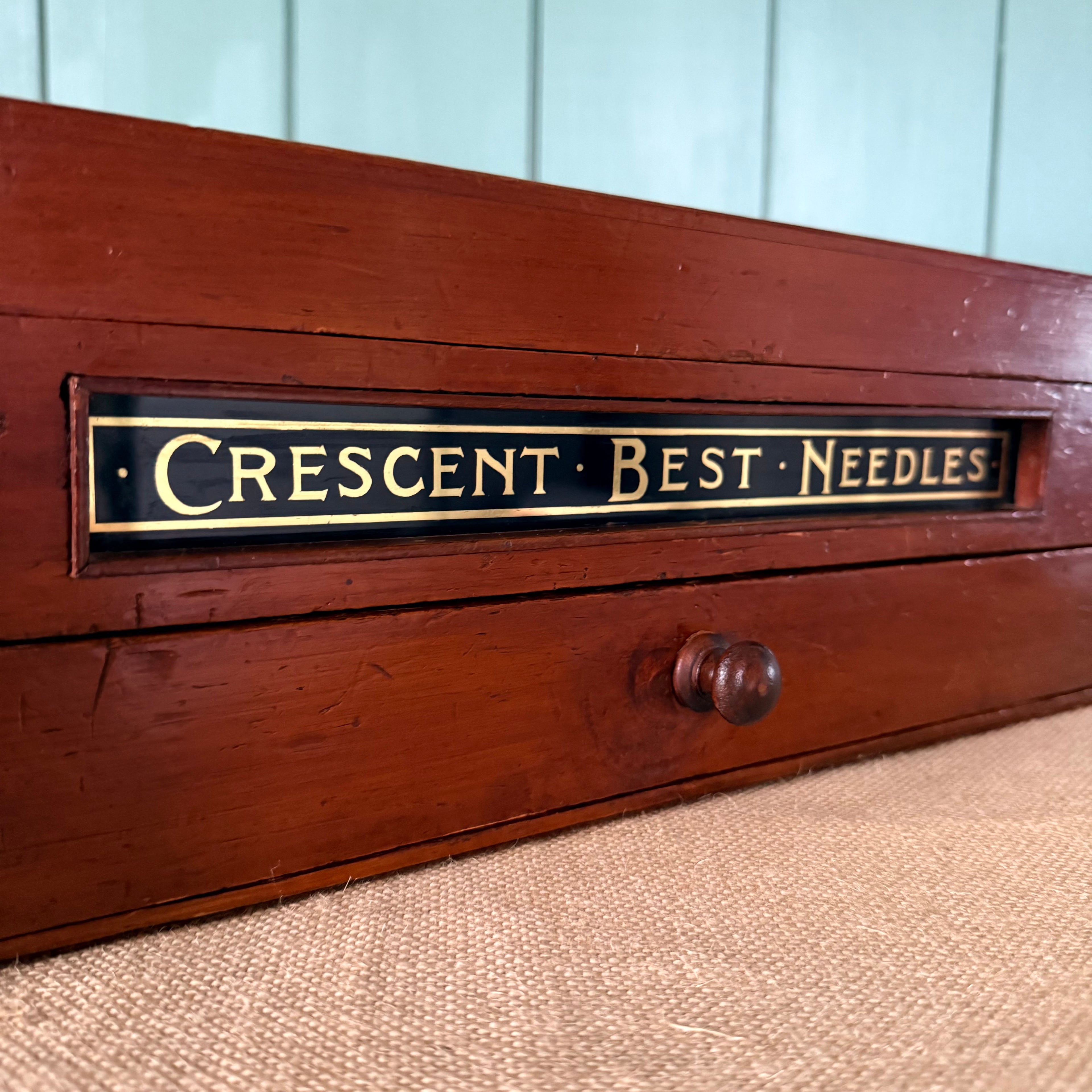 Antique Crescent Best Needles Haberdashery Shop Display Cabinet