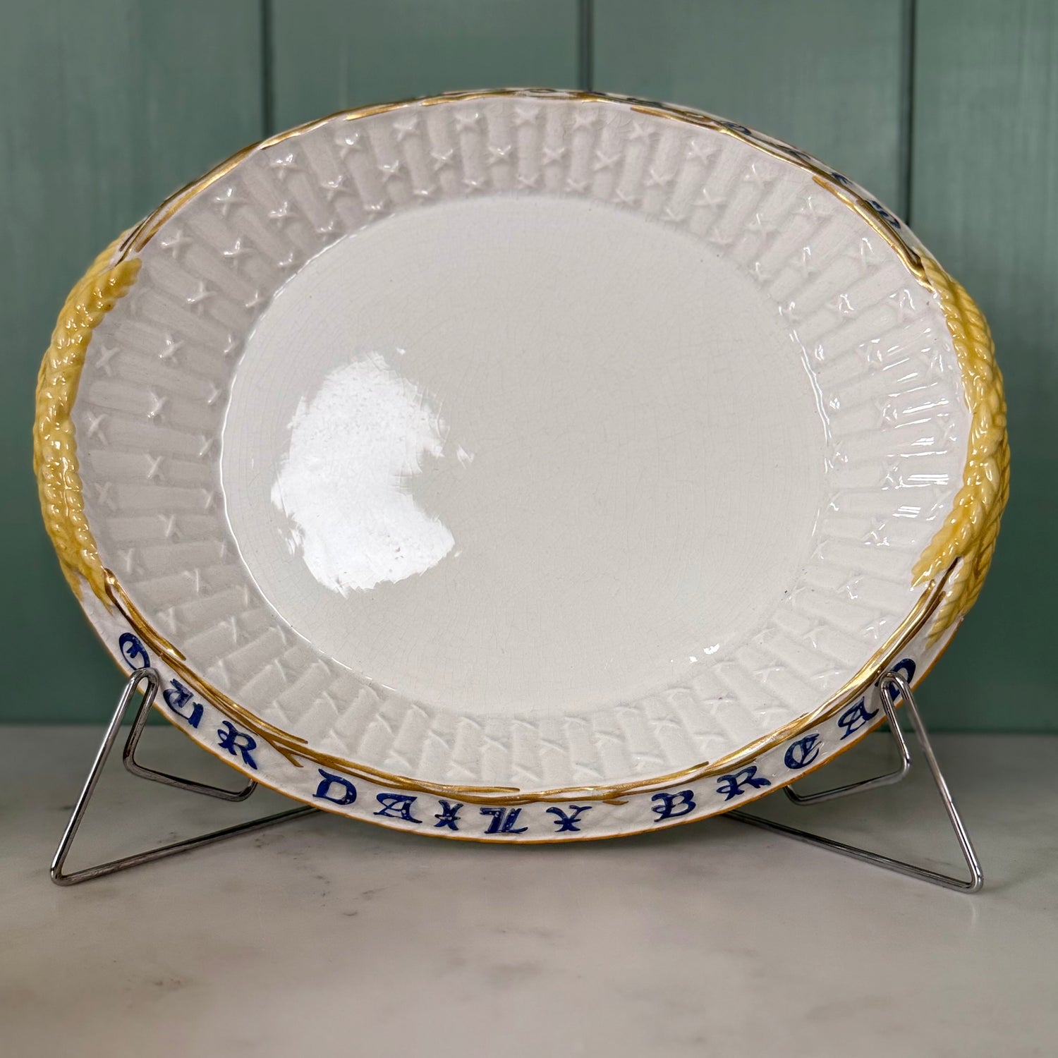 Victorian Ceramic Bread Plate ‘Our Daily Bread Give Us This Day’
