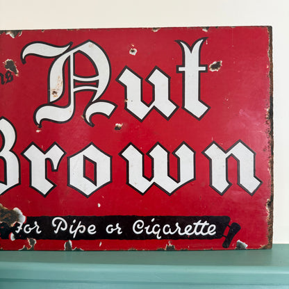 Adkins Nut Brown Tobacco Double-Sided Enamel Advertising Sign