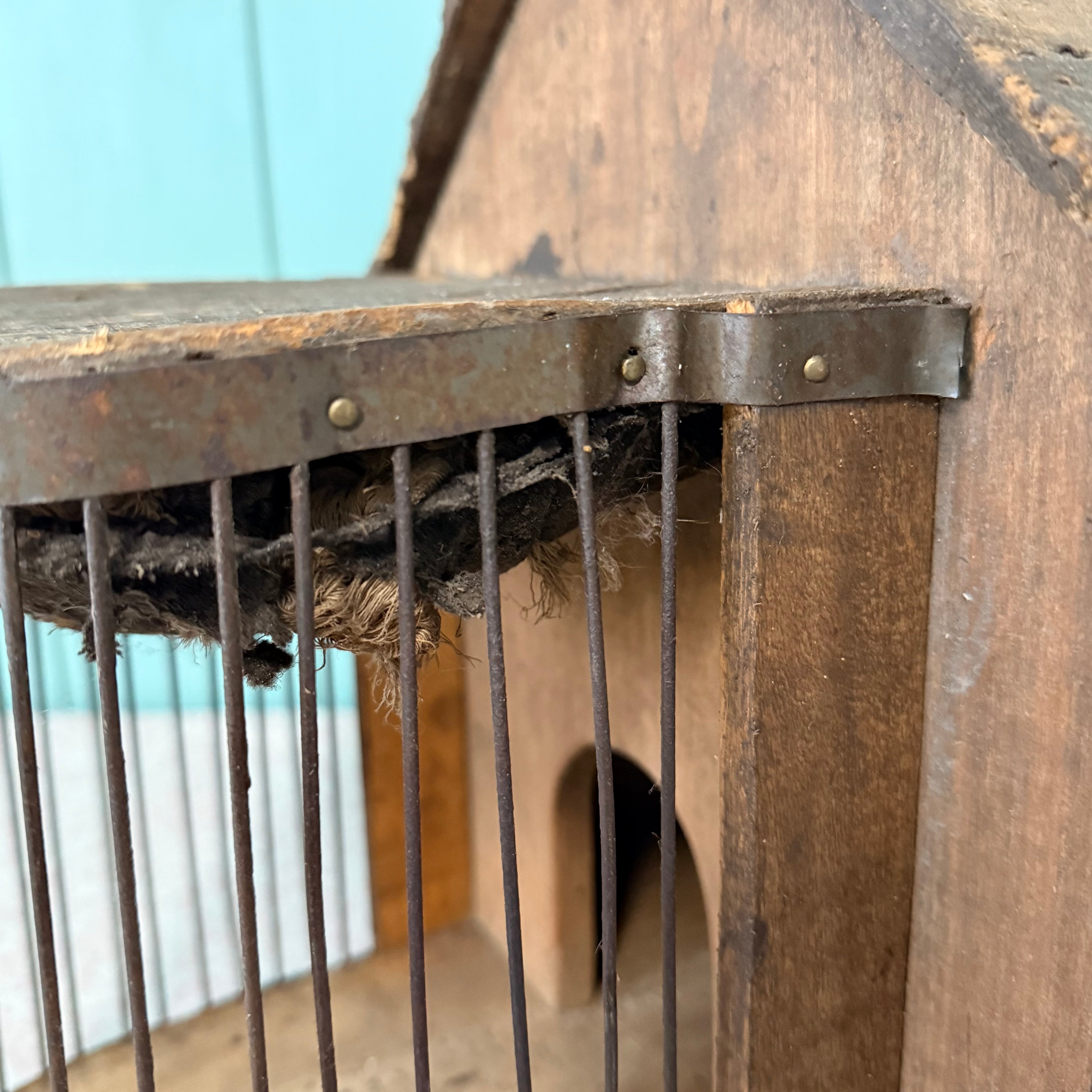 Antique Country House Squirrel Cage with Original Wire Run &amp; Nest Box