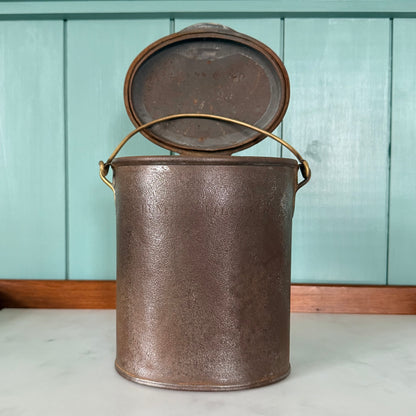 Antique Shenfield Hall Dairy Pail Country House Milk Pail Brass Fittings
