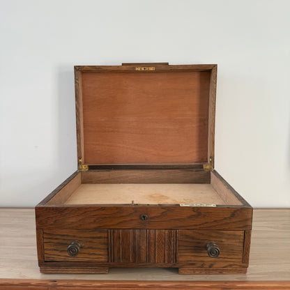 Liberty &amp; Co Oak Sewing Box with Drawers Arts &amp; Crafts Antique