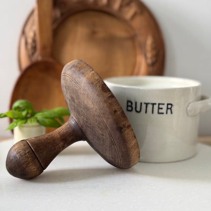 Antique Treen Butter Stamp Acorn Carved Wooden Print