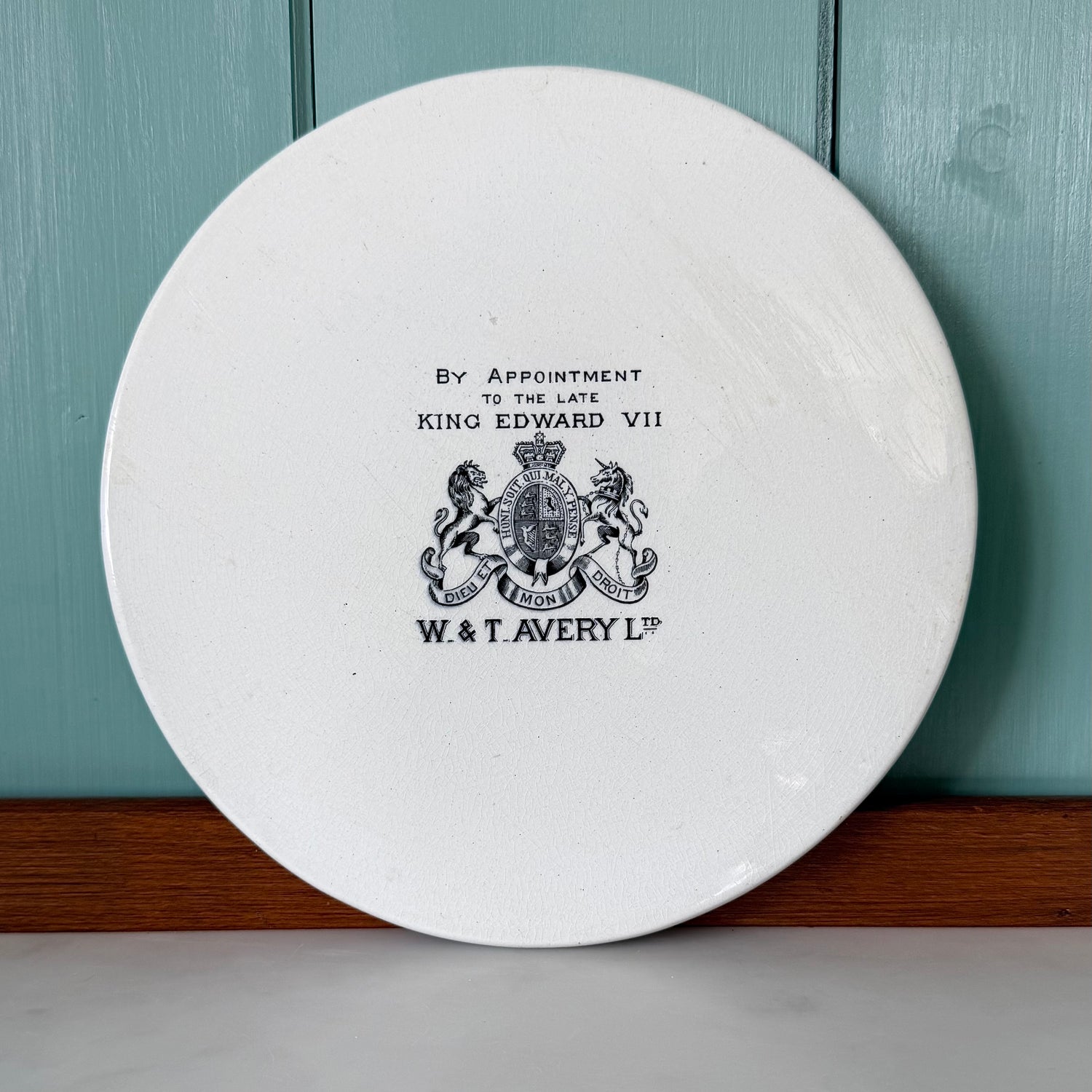 Antique W &amp; T Avery Porcelain Scale Plate King Edward VII c.1910s