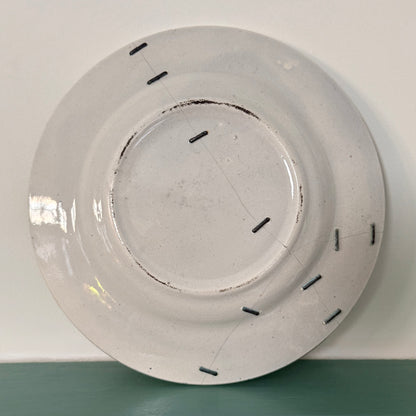 Antique Staffordshire Staple-Repaired Nursery Plate Rural Boy c.1830