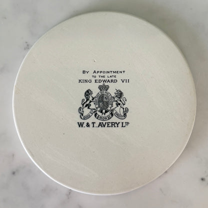 Antique W &amp; T Avery Porcelain Scale Plate King Edward VII c.1910s