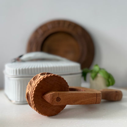 Antique Treen Butter Roller Acorn Carved