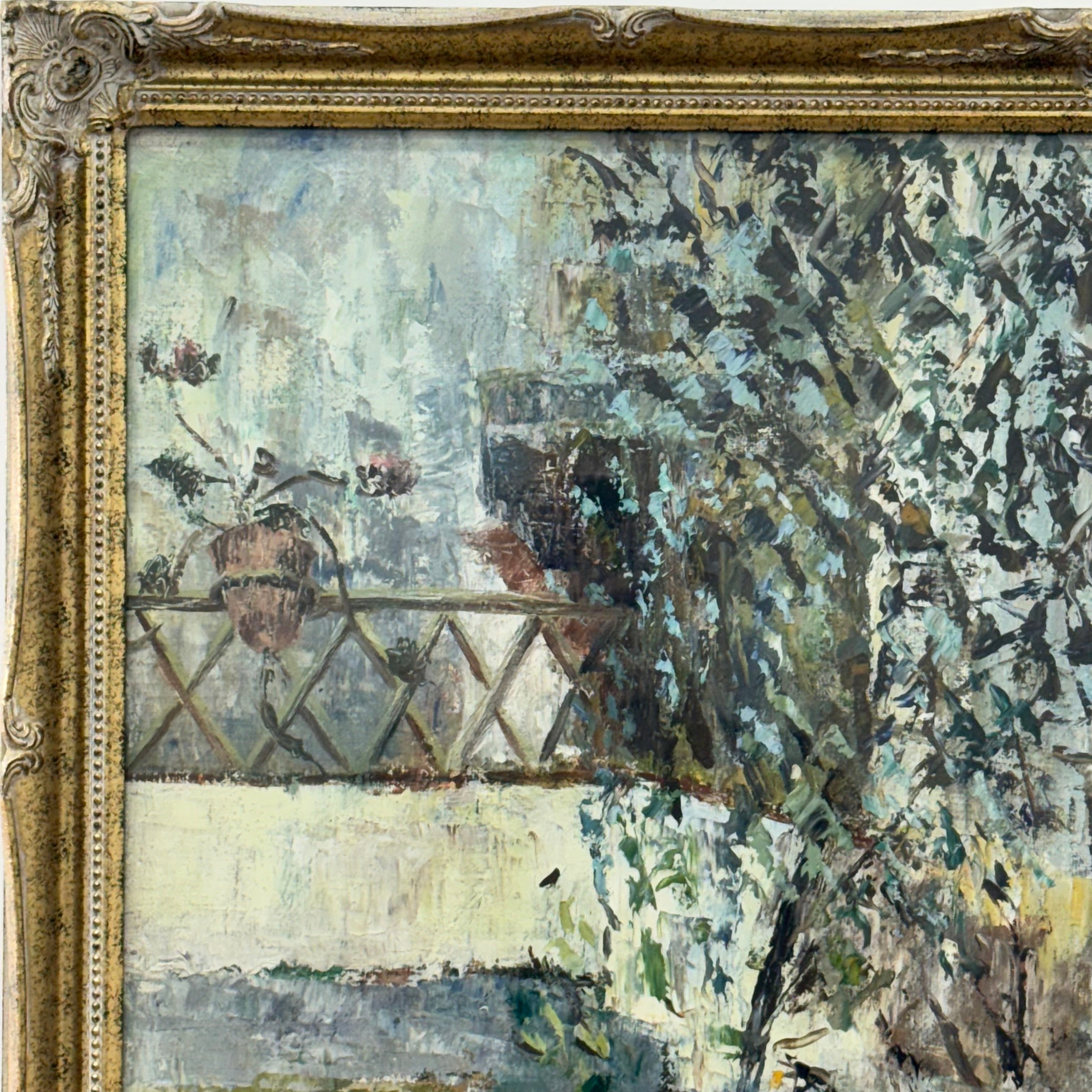 British Oil Painting of a Spanish Courtyard by Madeline Reid