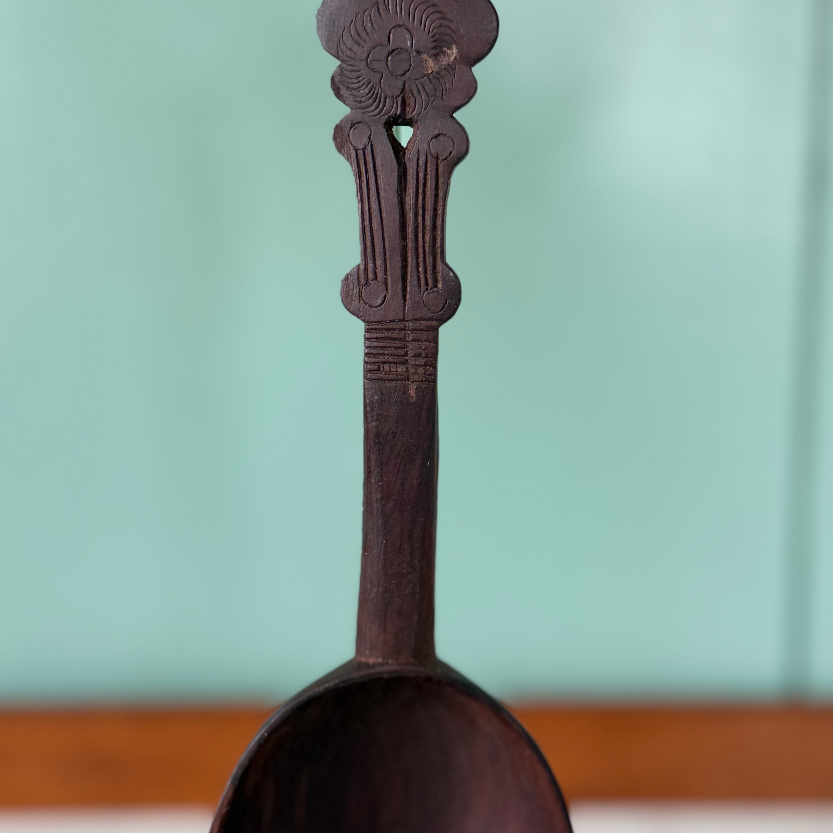 Antique Carved Treen Wooden Spoon Folk Art Love Spoon