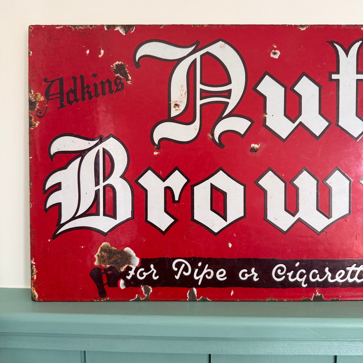 Adkins Nut Brown Tobacco Double-Sided Enamel Advertising Sign