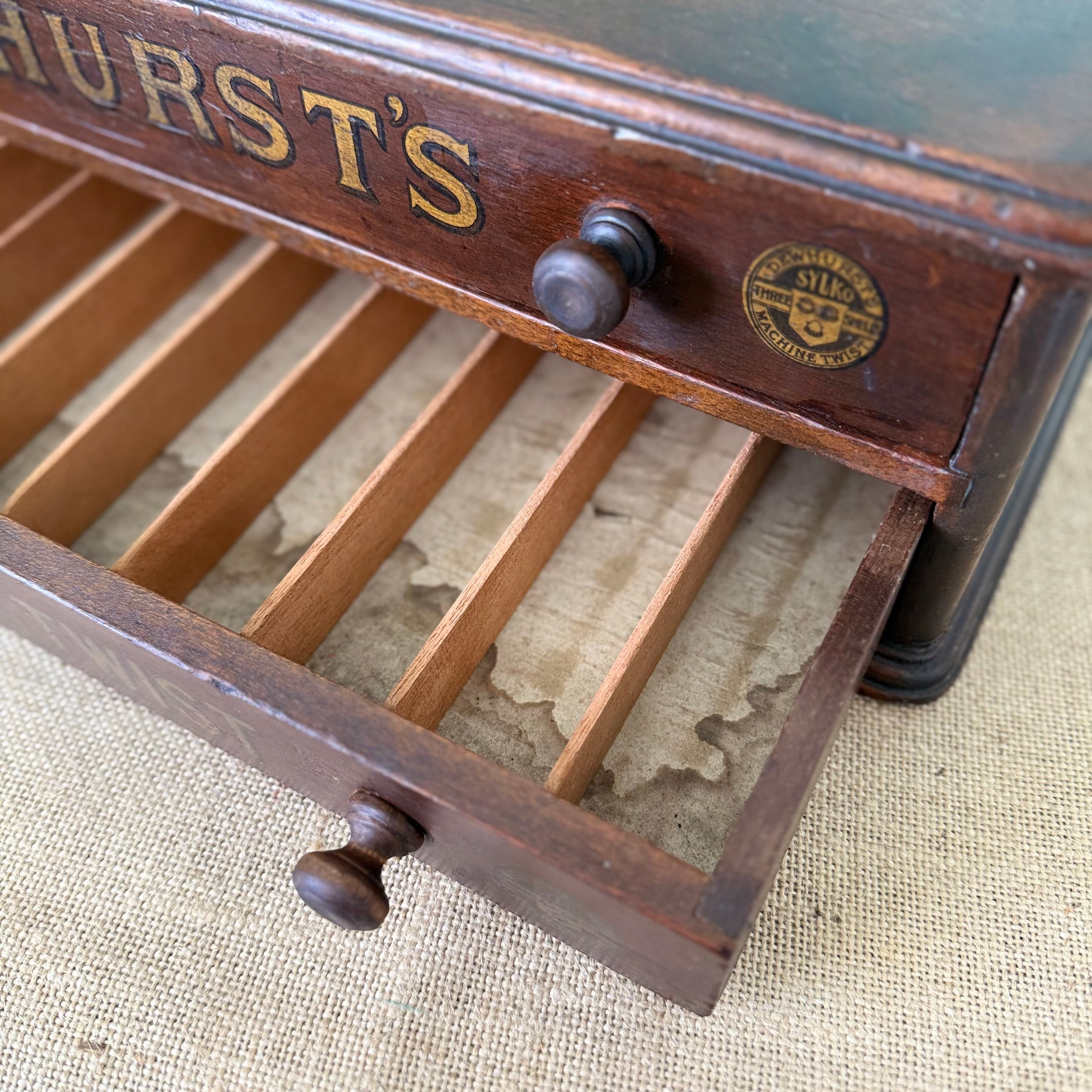 Antique Dewhurst’s Sylko Haberdashery Counter Display Cabinet